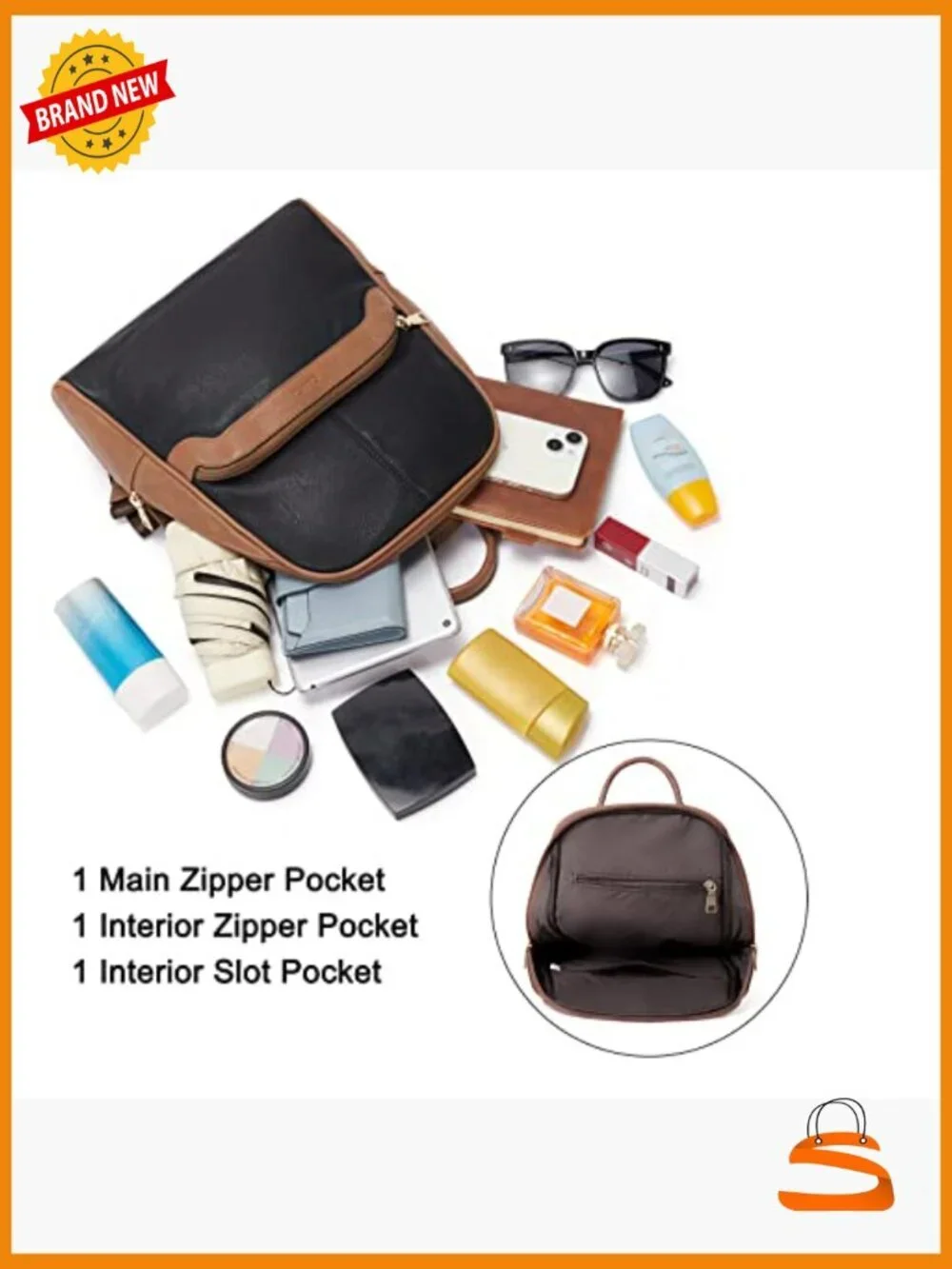 Convertible Faux Leather Backpack Purse, Medium Travel Daypack with Multiple